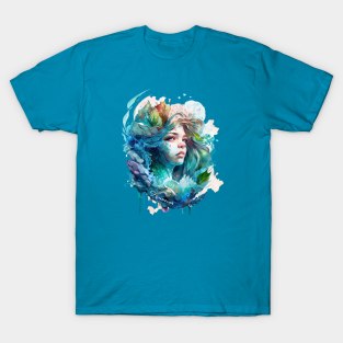 Zodiac Sign AQUARIUS - Watercolour Illustration of astrology Aquarius T-Shirt